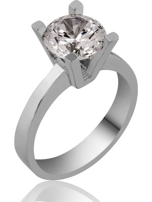 Inure Jewelry Gümüş Büyük Tektaş Yüzük