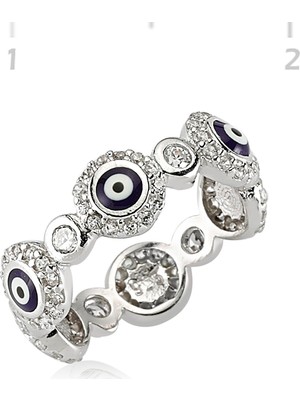 Inure Jewelry Gümüş Nazarlı Tamtur Bayan Yüzük