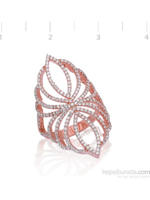 Inure Jewelry Gümüş Zirkon Taşlı Rose Fantazi Yüzük