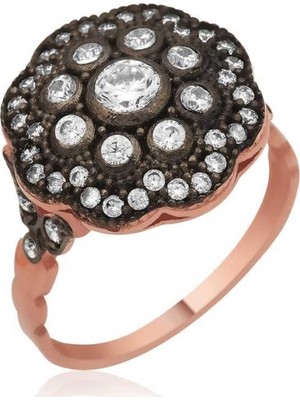 Inure Jewelry Gümüş Elmas Montür Çiçek Kadın Yüzük