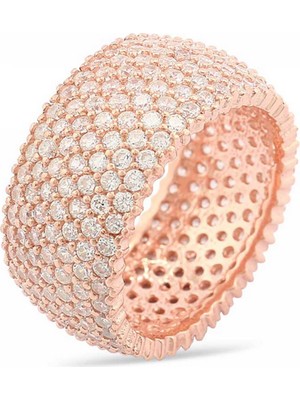 Inure Jewelry 7 Sıra Tam Tur Gümüş Rose Kaplama Alyans