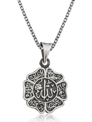 Inure Jewelry Gümüş Allah Yazılı Erkek Kolye