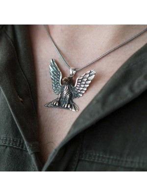 Inure Jewelry Gümüş Kartal Erkek Kolye