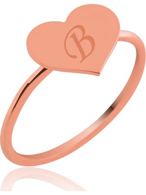 Inure Jewelry Gümüş Kalp Harfli Kadın Yüzük