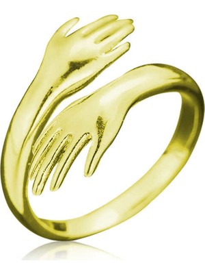 Inure Jewelry Gümüş Gold Sarılan Eller Yüzük