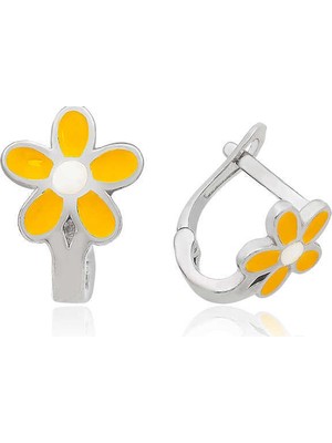 Inure Jewelry ​Gümüş Sarı Çiçek Çocuk Küpesi