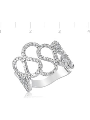 Inure Jewelry Gümüş Zirkon Taşlı Dalga Yüzük
