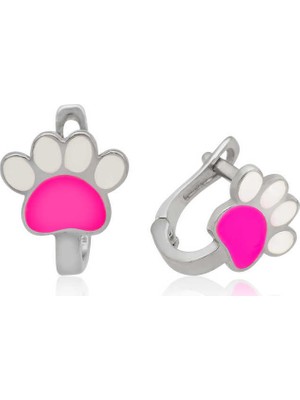 Inure Jewelry ​Gümüş Pembe Pati Çocuk Küpesi