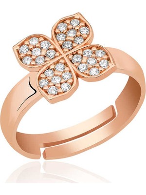 Inure Jewelry Gümüş Rose Rüzgar Gülü Çiçek Yüzük