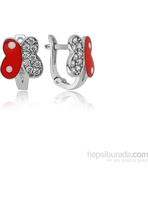 Inure Jewelry Inure Jewelry Zirkon Taşlı Kırmızı Kelebek Küpe