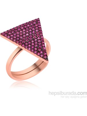 Inure Jewelry Inure Jewelry Gümüş Pembe Taşlı Üçgen Yüzük 610054