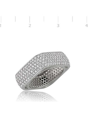 Inure Jewelry 5 Sıra Köşeli Tamtur Kadın Alyans Gümüş Yüzük