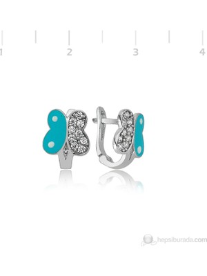 Inure Jewelry Inure Jewelry Zirkon Taşlı Mavi Kelebek Küpe