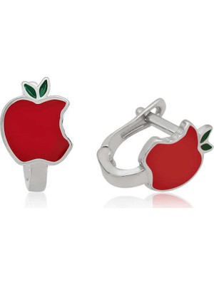 Inure Jewelry Gümüş Kırmızı Elma Çocuk Küpesi