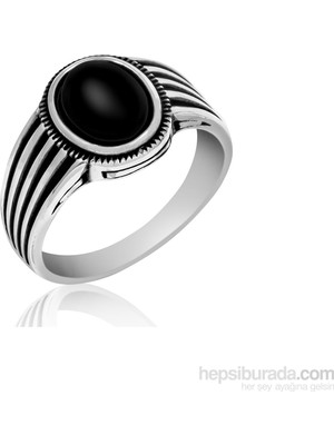 Inure Jewelry Gümüş Oniks Taşlı Çizgili Erkek Yüzük 431626