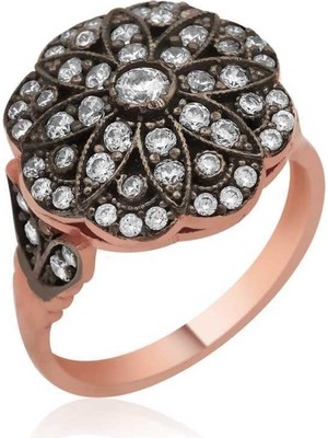 Inure Jewelry Gümüş Elmas Montür Çiçek Bayan Yüzük