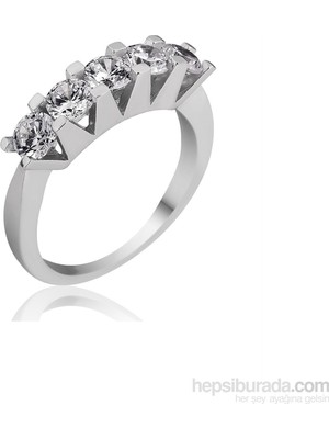 Inure Jewelry Gümüş Kalın Tırnaklı Beş Taş Yüzük 605560