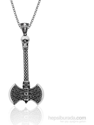 Inure Jewelry Inure Jewelry Gümüş Kuru Kafa Figürlü Çift Taraflı Balta Kolye