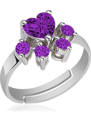Inure Jewelry Gümüş Mor Kedi Patisi Yüzük