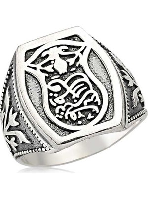 Inure Jewelry Gümüş Kadem-I Şerif Erkek Yüzük