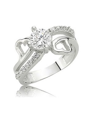 Inure Jewelry 925 Zirkon Kalpli Tektaş Yüzük Lr2580002