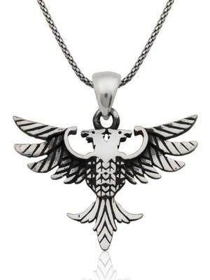 Inure Jewelry Inure Jewelry Gümüş Çift Başlı Kartal Erkek Kolye