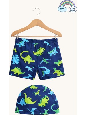 My Kids Wear Erkek Çocuk Desenli Deniz Şortu ve Bone Takımı 12686