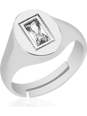 Inure Jewelry ​ Ayarlanabilir Baget Taşlı Şovalye Gümüş Yüzük