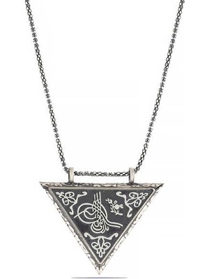 Inure Jewelry Gümüş Üçgen Içi Açılabilen Tuğra Muskalık Kolye