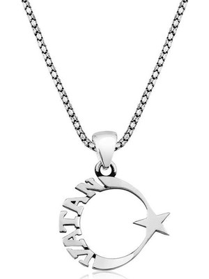 Inure Jewelry ​Vatan Yazılı Ay Yıldız Erkek Kolye