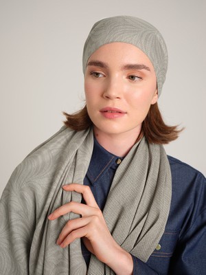 AYSHARA Rûmî Sema Monogram Desenli Çift Taraflı Şal - Duman Taş