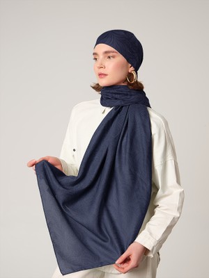 AYSHARA Rûmî Sema Monogram Desenli Çift Taraflı Şal - Mor Lacivert