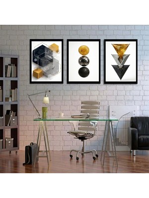 Duvar Ofis Ev Dekorasyonu Için Modern Çerçevi 3’lü Tablo Seti
