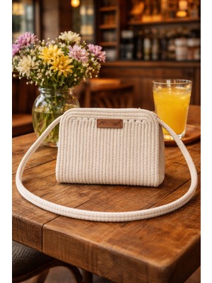 Mtg Jüt Tasarım Mtg  Jut  Tasarım  Fulya Model Omuz Çantası Şık Kullanım Kordon Halattan El Emeği