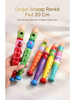 Wolawood Doğal Ahşap Renkli Çocuk Flütü Eğlenceli ve Eğitici Müzik Aleti Natural Hediyelik Oyuncak Sağlıklı Enstrüman