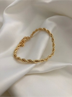Trenddora Kadın Gold Renk Burgu Zincir Bileklik Kararmaz