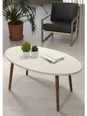 Savita Home Ahşap Orta Sehpa Elips - 90X50X42 cm