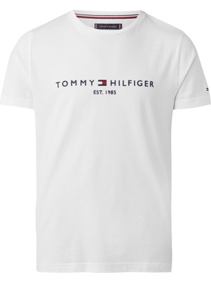 Tommy Hilfiger Core Tommy Logo Tee Erkek Tişört Düz Renk Tasarım Yumuşak Kumaş ile Rahat Stil