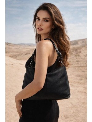 Atelier Terra Marea Calla Siyah | Hakiki Deri Kadın Omuz ve Çapraz Askı Çantası