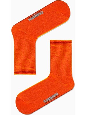 Carnaval Socks Düz Turuncu Desensiz Renkli Spor Çorap