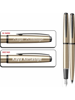 Isminize Özel Scrikss 78MS Saten Gri Dolma Kalem & Tükenmez Kalem Seti