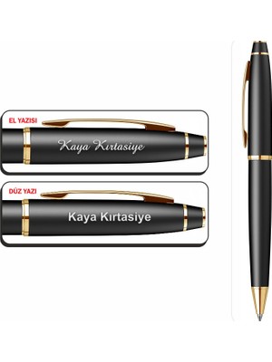 Isminize Özel Scrikss 35 Mat Siyah Altın Tükenmez Kalem & Dolma Kalem Seti