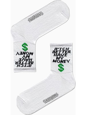 Carnaval Socks Bitch Better Have My Money Yazılı Desenli Renkli Spor Çorap