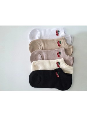 Trend Nexus 5 Çift Minik Taş Detaylı Kirazlı Dikişsiz Burunlu Pamuklu Çorap