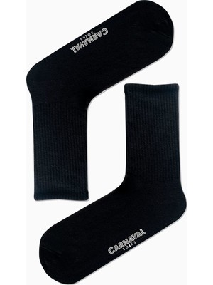 Carnaval Socks Düz Siyah Desensiz Renkli Spor Çorap