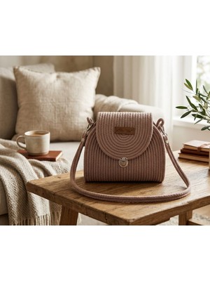 Mtg Jüt Tasarım Mtg Jüt  Tasarım Mimoza Model Omuz Çantası Şık Kullanım Kordon Halattan El Emeği