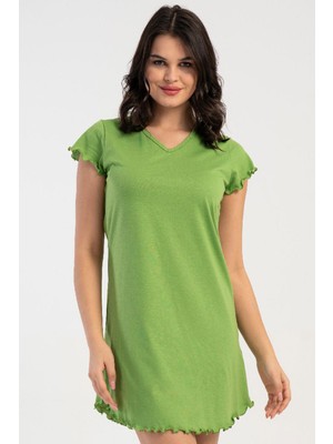 Vienetta Kadın V Yaka Kısa Kol Yeşil Gecelik C3T0N0215