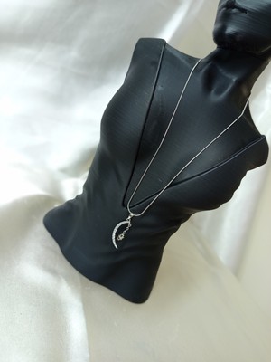 Stainlees Steel Ay Yıldızlı Gümüş Renkli Kolye