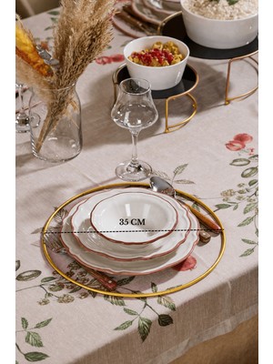 Edora Home Altın Içi Boş Yuvarlak Supla, Amerikan Sunum Servis, Çeyiz Seti, Halka Runner - Metal Paslanmaz