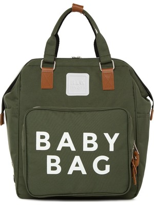 Bagmori Haki Baby Bag Baskılı Cepli Anne Bebek Bakım Sırt Çantası